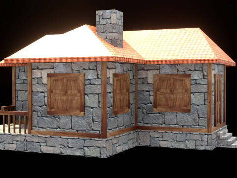 Medieval house low poly village town city residential game ready 10 Model 3D