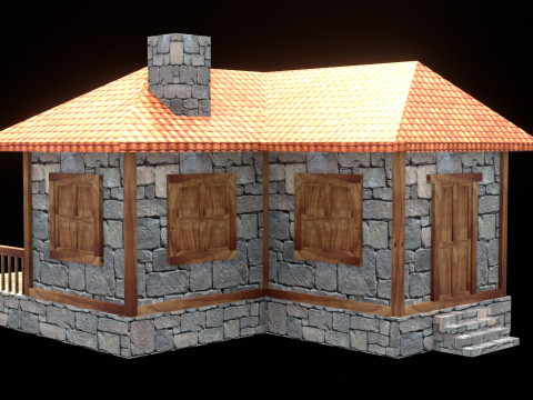 Medieval house low poly village town city residential game ready 10 Model 3D