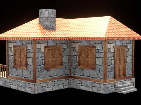 Medieval house low poly village town city residential game ready 10 3D Model