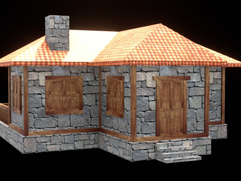 Medieval house low poly village town city residential game ready 10 Model 3D