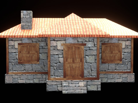 Medieval house low poly village town city residential game ready 10 Model 3D
