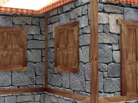 Medieval house low poly village town city residential game ready 10 Model 3D