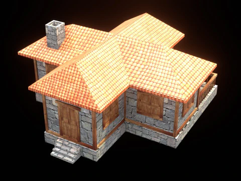 Medieval house low poly village town city residential game ready 10 3D Model