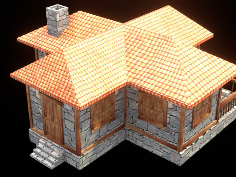 Medieval house low poly village town city residential game ready 10 Model 3D