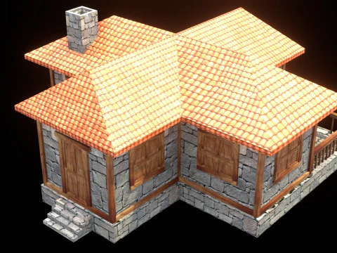 Medieval house low poly village town city residential game ready 10 3D Model