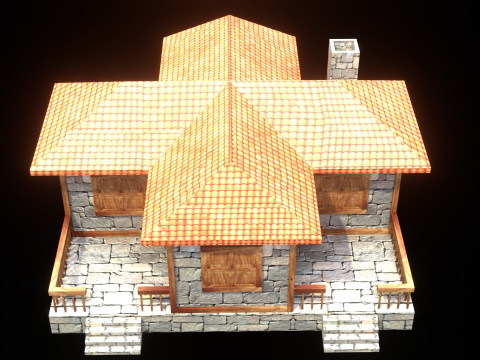 Medieval house low poly village town city residential game ready 10 Model 3D