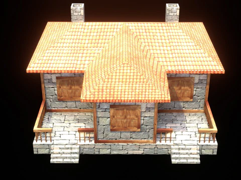 Medieval house low poly village town city residential game ready 11 3D Model