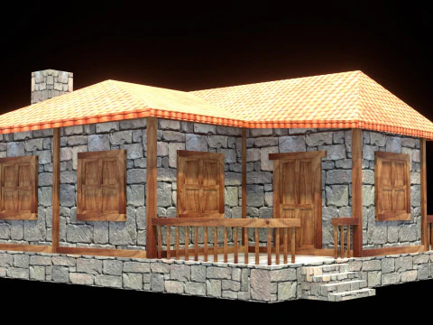 Medieval house low poly village town city residential game ready 11 3D Model