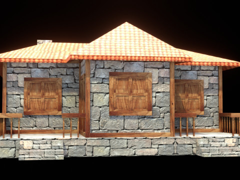 Medieval house low poly village town city residential game ready 11 3D Модель