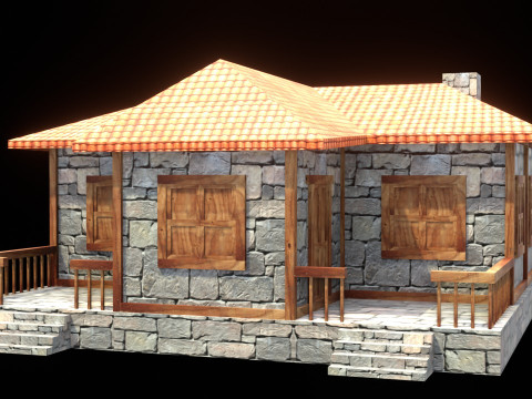 Medieval house low poly village town city residential game ready 11 3D Модель