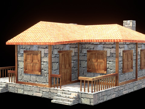 Medieval house low poly village town city residential game ready 11 3D Модель
