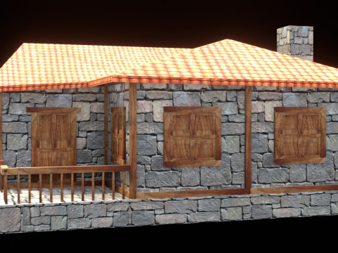 Medieval house low poly village town city residential game ready 11 3D Модель