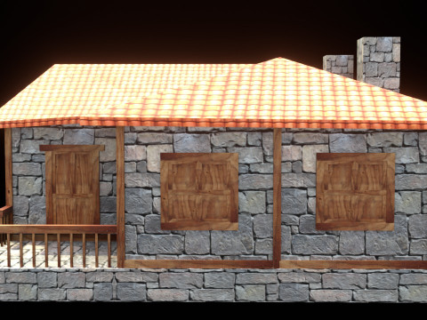 Medieval house low poly village town city residential game ready 11 3D Модель