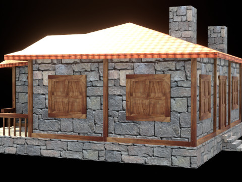Medieval house low poly village town city residential game ready 11 3D Модель