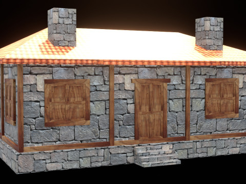 Medieval house low poly village town city residential game ready 11 3D Модель