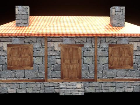 Medieval house low poly village town city residential game ready 11 3D Модель