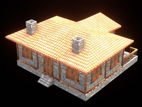 Medieval house low poly village town city residential game ready 11 3D Модель