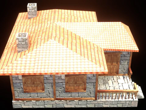 Medieval house low poly village town city residential game ready 11 3D Model