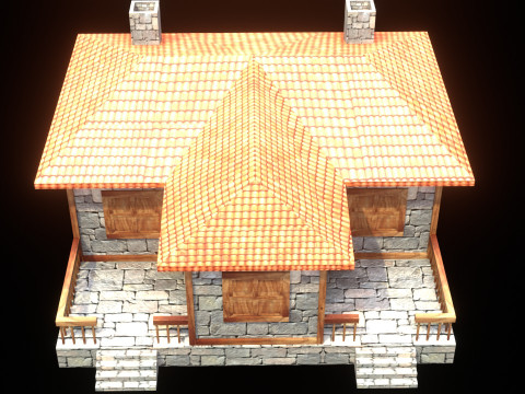 Medieval house low poly village town city residential game ready 11 3D Модель