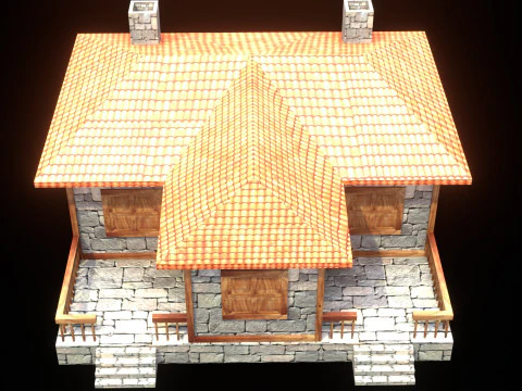 Medieval house low poly village town city residential game ready 11 3D Model
