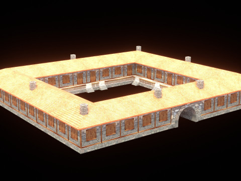 Medieval house low poly village town city residential game ready 12 3D Model