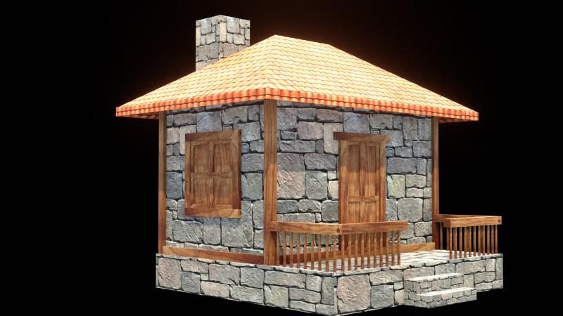 Medieval house low poly village town city residential game ready 13 Modelo 3D .c4d .max .obj .3ds .fbx .stl .blend