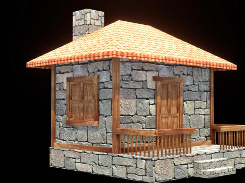 Medieval house low poly village town city residential game ready 13 3D Model
