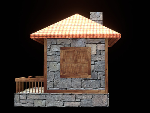 Medieval house low poly village town city residential game ready 13 Modelo 3D