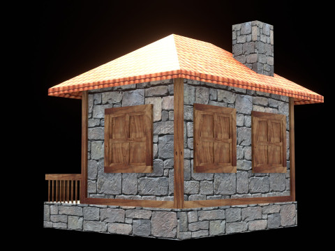 Medieval house low poly village town city residential game ready 13 Modelo 3D