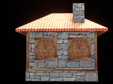Medieval house low poly village town city residential game ready 13 Modelo 3D