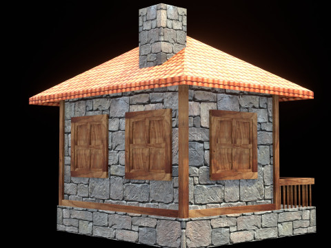 Medieval house low poly village town city residential game ready 13 Modelo 3D