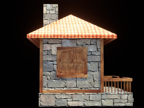 Medieval house low poly village town city residential game ready 13 Modelo 3D