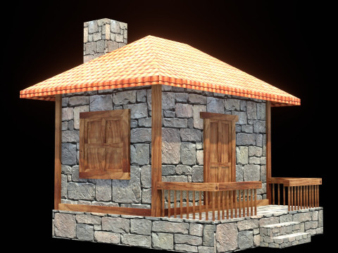 Medieval house low poly village town city residential game ready 13 Modelo 3D