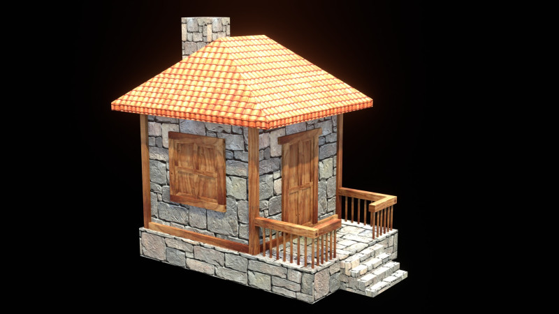Medieval house low poly village town city residential game ready 14 Modèle 3D .c4d .max .obj .3ds .fbx .stl .blend 