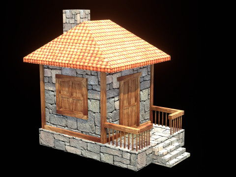 Medieval house low poly village town city residential game ready 14 3Dモデル