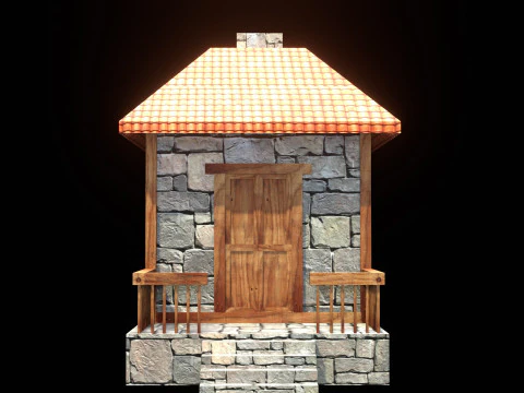 Medieval house low poly village town city residential game ready 14 3D Model