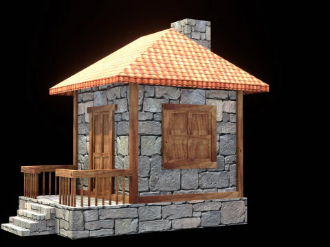 Medieval house low poly village town city residential game ready 14 3D Model