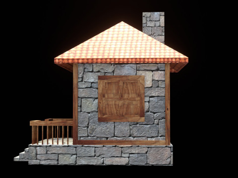 Medieval house low poly village town city residential game ready 14 Modèle 3D