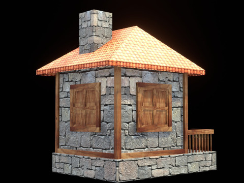 Medieval house low poly village town city residential game ready 14 Modèle 3D