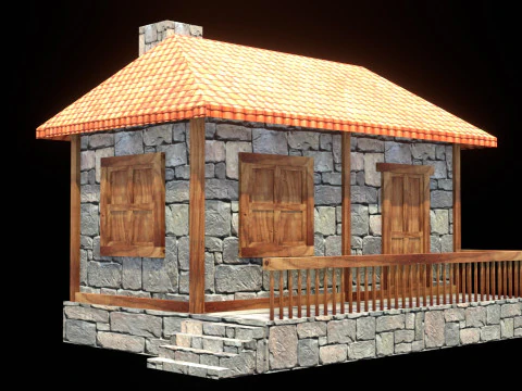 Medieval house low poly village town city residential game ready 15 3D Model