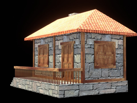 Medieval house low poly village town city residential game ready 15 3D Model