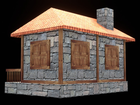 Medieval house low poly village town city residential game ready 15 3D Model