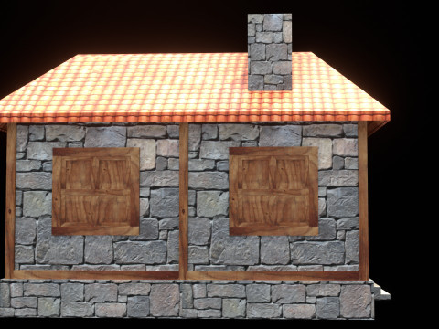 Medieval house low poly village town city residential game ready 15 3D Model