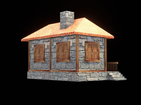 Medieval house low poly village town city residential game ready 15 3D Model