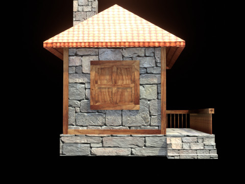 Medieval house low poly village town city residential game ready 15 3D Model