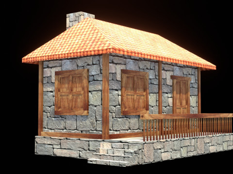 Medieval house low poly village town city residential game ready 15 3D Model