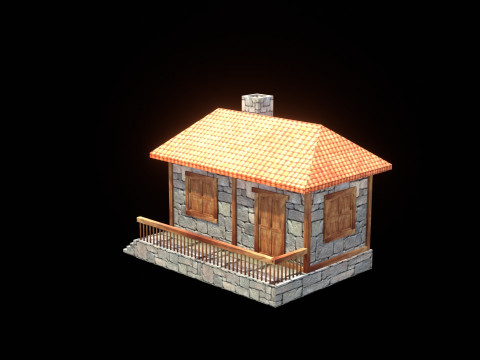 Medieval house low poly village town city residential game ready 15 3D Model