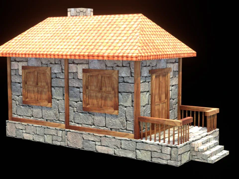 Medieval house low poly village town city residential game ready 16 3D Model