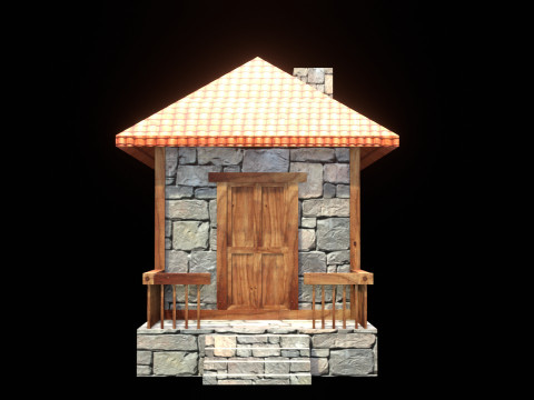Medieval house low poly village town city residential game ready 16 3D Model