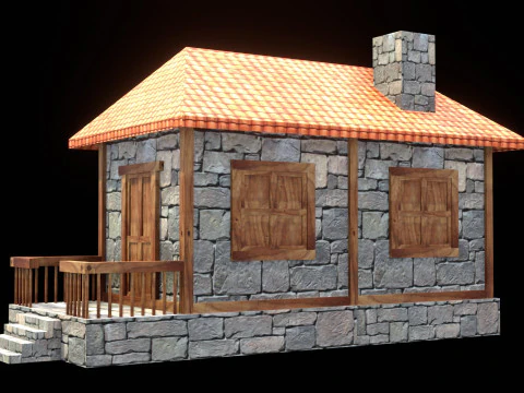 Medieval house low poly village town city residential game ready 16 3D Model